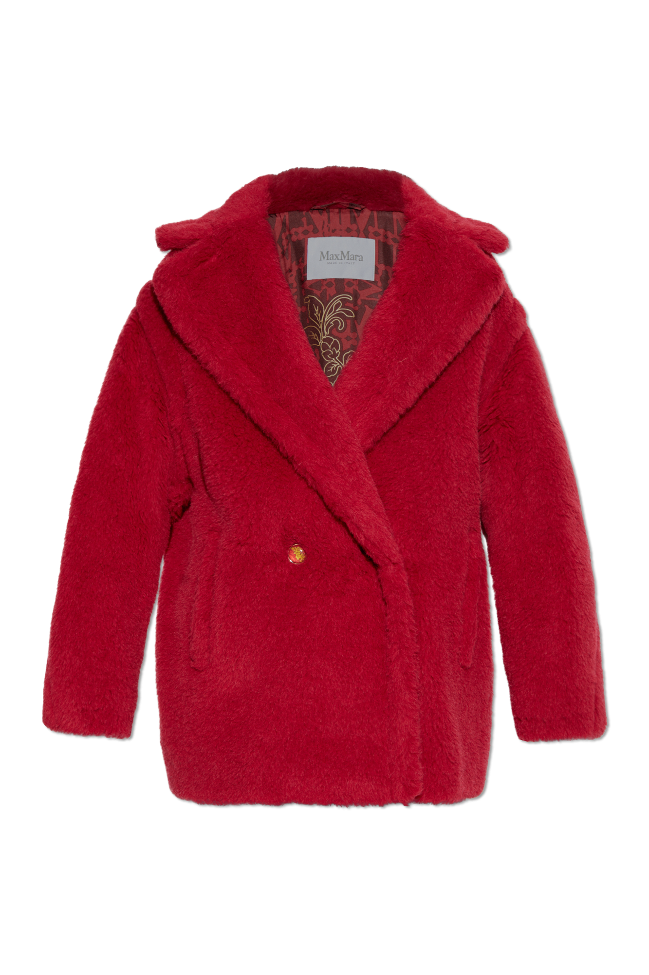【送料&関税込】Max Mara Fur Coat Cuba Cuba alpaca, wool, and silk teddy coat in red - Max Mara